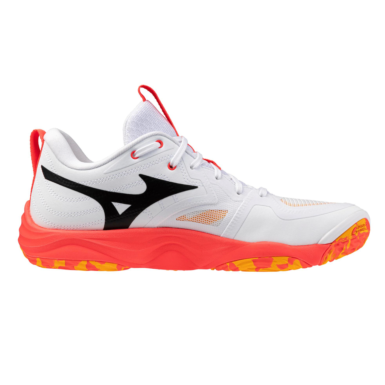 Mizuno Momentum 4 Elite Unisex Volleyball Shoes - WHITE-FIERY CORAL -
