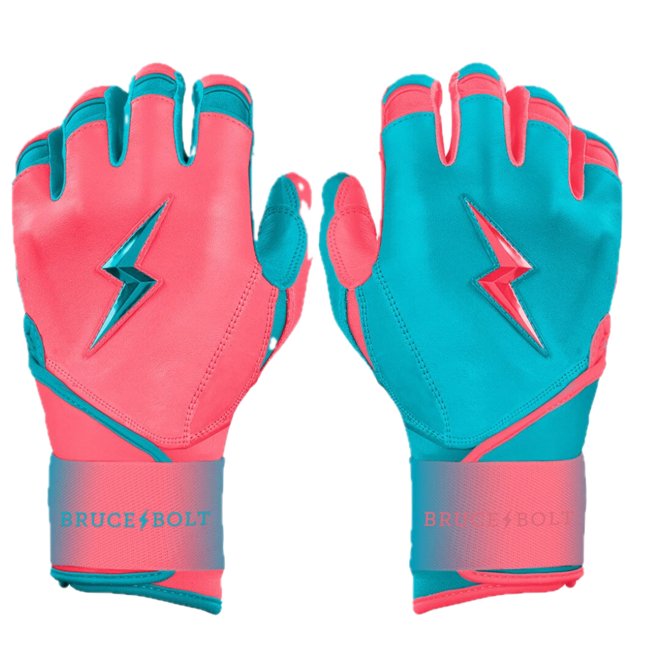 Bruce Bolt MAX Series Long Cuff Batting Glove - Pink/Teal