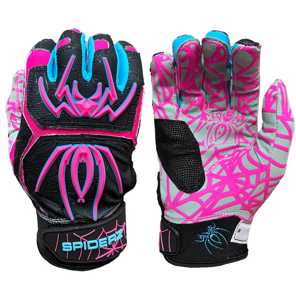 Guanti Ibridi Spiderz 2025 – Black Vice, Taglia Media, Per Baseball/Softball