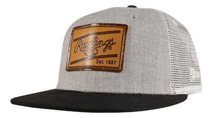 Rawlings New Era Leather Patch Snapback Hat Heathered Grey Black RLP