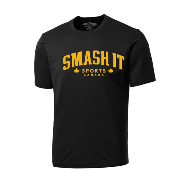 Smash it Sports Canada Branded Black and Gold Performance T-Shirt - ATC350-SISC-BLACK/GOLD-Short-Sleeve