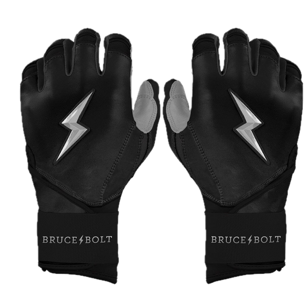 Bruce Bolt Chrome Series Long Cuff Batting Glove - Black