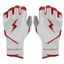 Bruce Bolt Chrome Series Long Cuff Batting Glove - Red