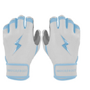 Bruce Bolt Chrome Series Short Cuff Batting Glove - Baby Blue