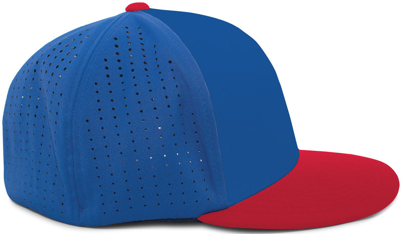 Miken 3D Puff Branded Pacific Royal/Red 474 Performance Flex Fit Hat - Miken-474-Royal/Red-White Outline/Red Puff
