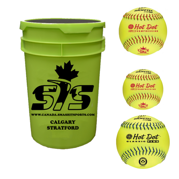 Smash It Sports Canada Softball Ball/Bucket Combo -  SISC-COMBO-BUCKET-SOFTBALLS
