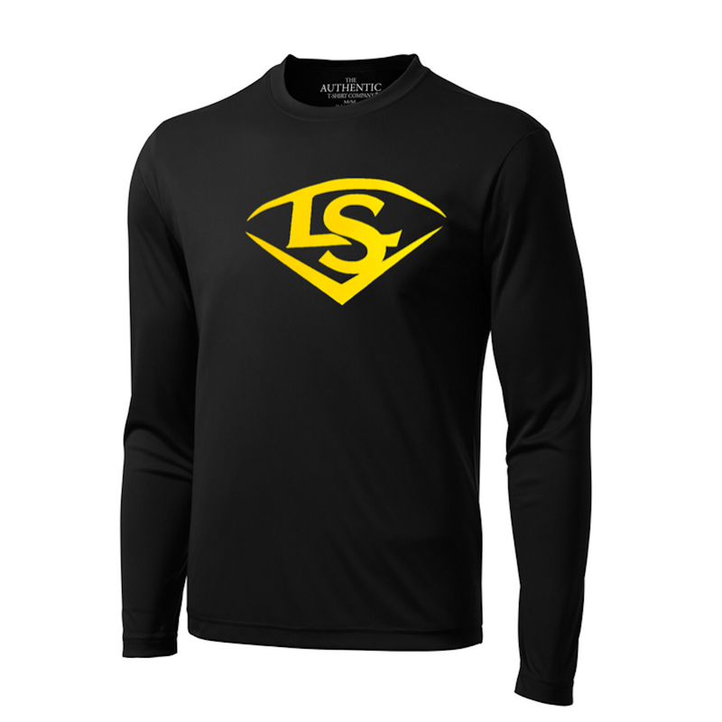 Louisville Slugger Black/Gold Long Sleeve Performance Shirt Black - LS350-L/S-BLACK/GOLD-BLACK