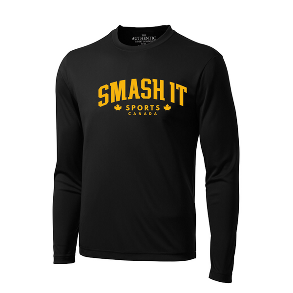 Smash it Sports Canada Black and GOLD Long Sleeve Performance Shirt Black - LS350-SISC-BLACK/GOLD-BLACK