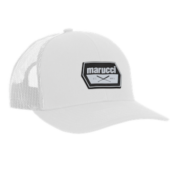 Marucci Snapback White Rubber Cross Patch Hat  - MAHTTRPCS-W