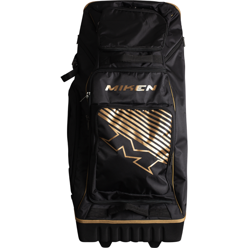 2023 Miken Gold Edition Deluxe Slowpitch Wheeled Roller Bag - M-DLUXWB-BKGO