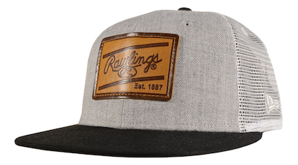 Rawlings New Era Leather Patch Snapback Hat Heathered Grey/Black - RLPHAT-HG/B