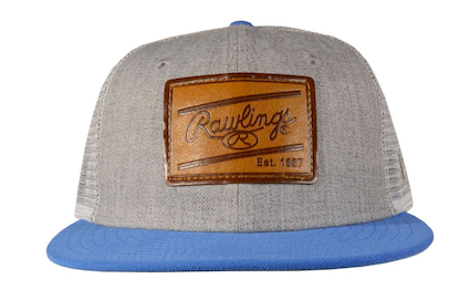 Rawlings New Era Leather Patch Snapback Hat Heathered Grey/Royal - RLPHAT-HG/R