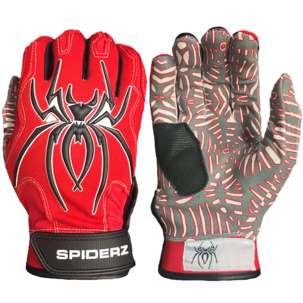 Web Tac Palm Spiderz HYBRID Batting Gloves  Red/Black