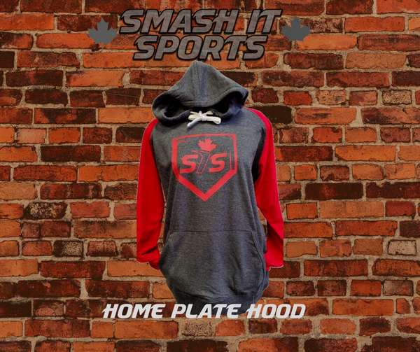 Smash It Canada Home Plate Contrast Hood - SISC-HDY-GREY-RED-HOMEPLATE