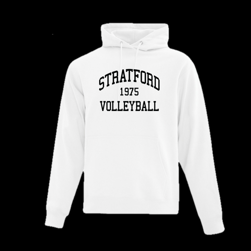 2024/25 Season Stratford Volleyball White with Black Fleece Hoodie - 24-SVC-SV1975-ATC2500-WHITE