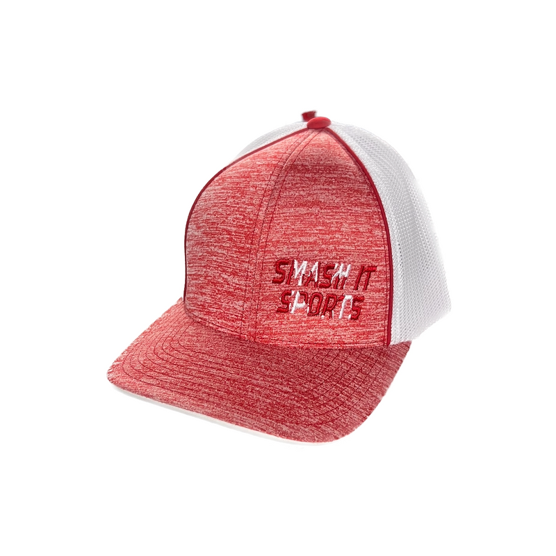 Smash it Sports Red Heathered Pacific 406F Flexfit Hat - 406F-PAC-SMASHITSPORTS-HEATHERED-RD