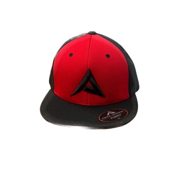 Pacific ES341 Anarchy Fitted Flat Brim Hat  - ES341-PAC-BLK/BLK/RED-ANARCHY-BLK