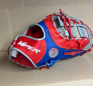 Viper Premium 14" Leather Slowpitch Softbal First Base Glove â€“ VIPER14-FBM-14-BLU/RED/GRY