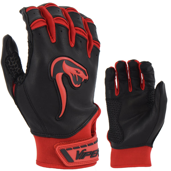 Viper Grindstone Short Cuff Batting Glove - Black/Red