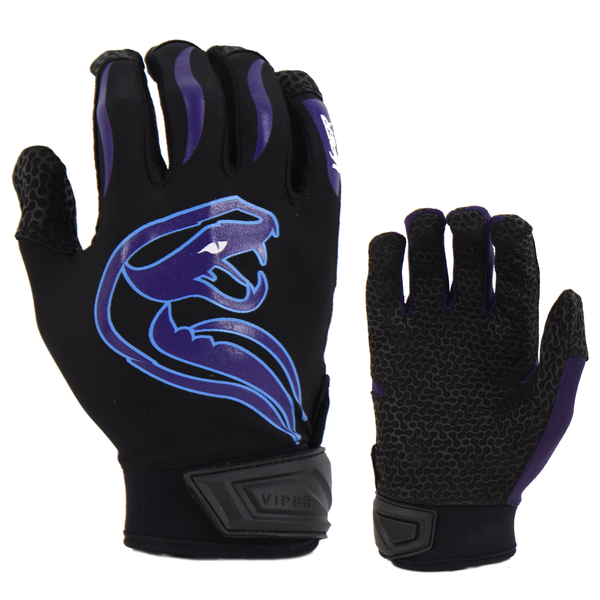 Viper Lite Premium Batting Gloves Leather Palm - Team Edition - Black/Carolina/Purple/
