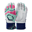 Evoshield Carbyne Exclusive Adult Batting Gloves With Strap - Navy/Seafoam/Pink