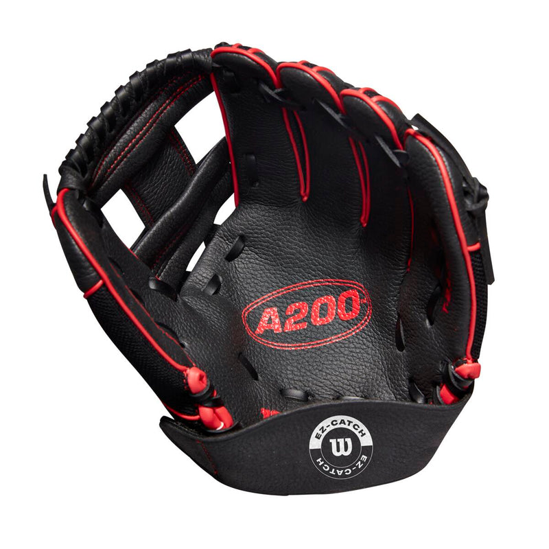 Wilson A200 10" Black/Red Sure Catch Baseball Glove - WBW10045510