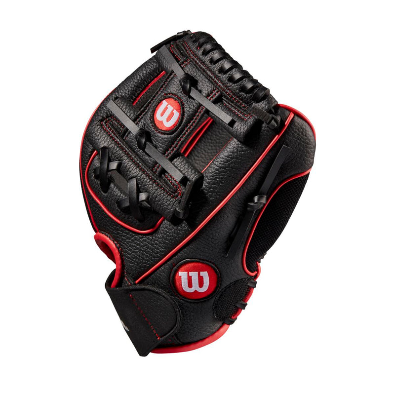 Wilson A200 10" Black/Red Sure Catch Baseball Glove - WBW10045510