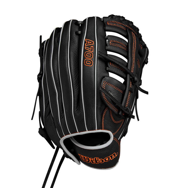 Wilson A700 12.5" Baseball Fielding Glove Black/Orange/Silver - WBW101430125 / WBW101431125
