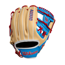 2024 A2000 1975 Blonde/Tropical Blue/Red 11.75" Infield Baseball Glove - WBW1022681175