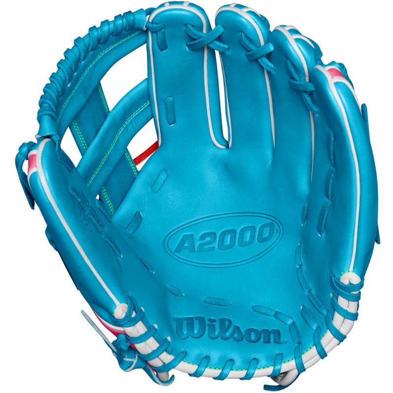 2024 A2000 1785 Sky Blue/Flamingo 11.75" Infield Baseball Glove - WBW1022691175