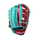2026 Wilson A2K 12.5" MY7SS Teal/Seafoam/Red Fielding Glove - WBW103474125 / WBW103475125