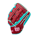 2026 Wilson A2K 12.5" MY7SS Teal/Seafoam/Red Fielding Glove - WBW103474125 / WBW103475125