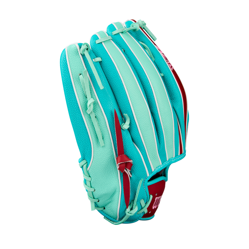 2026 Wilson A2K 12.5" MY7SS Teal/Seafoam/Red Fielding Glove - WBW103474125 / WBW103475125