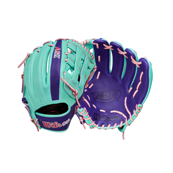 2026 Wilson A2K 12" DW5 Seafoam/Purple Fielding Glove - WBW10395212