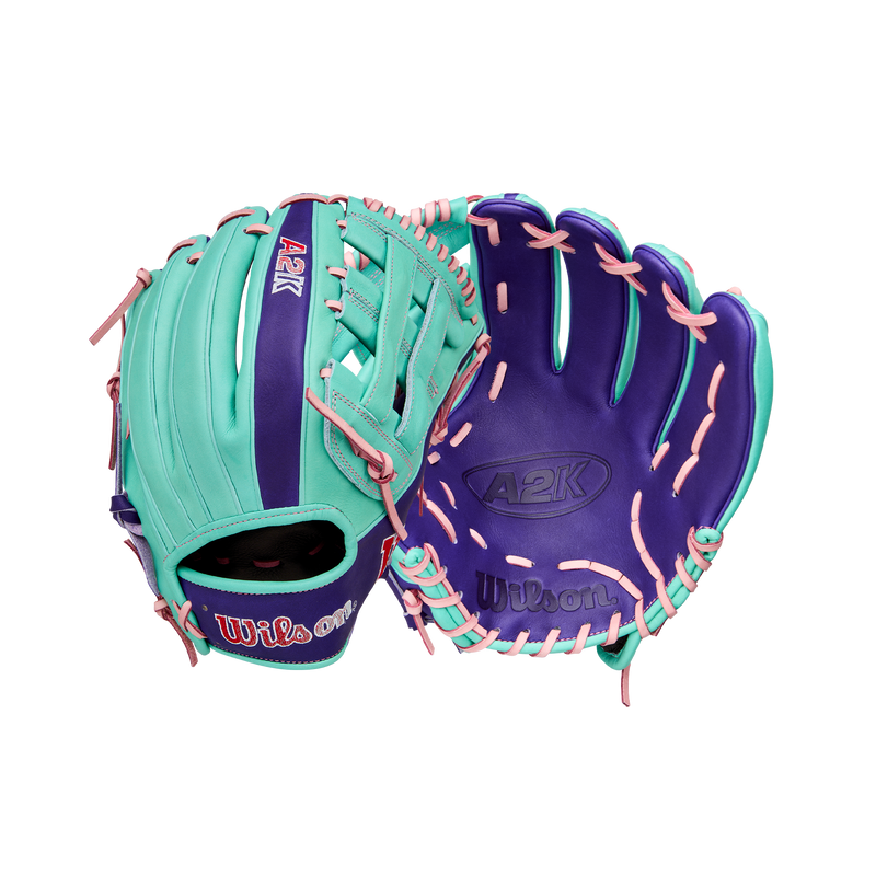 2026 Wilson A2K 12" DW5 Seafoam/Purple Fielding Glove - WBW10395212