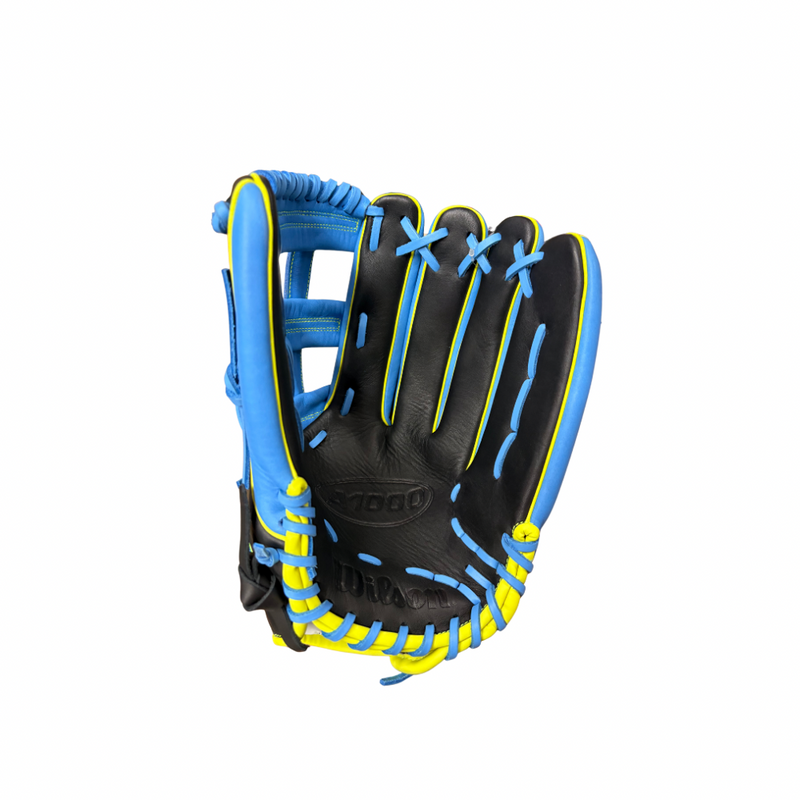 2026 Wilson A1000SP 13” Black/Cool Blue Slowpitch Fielding Glove - WBW10456713 / WBW10457113