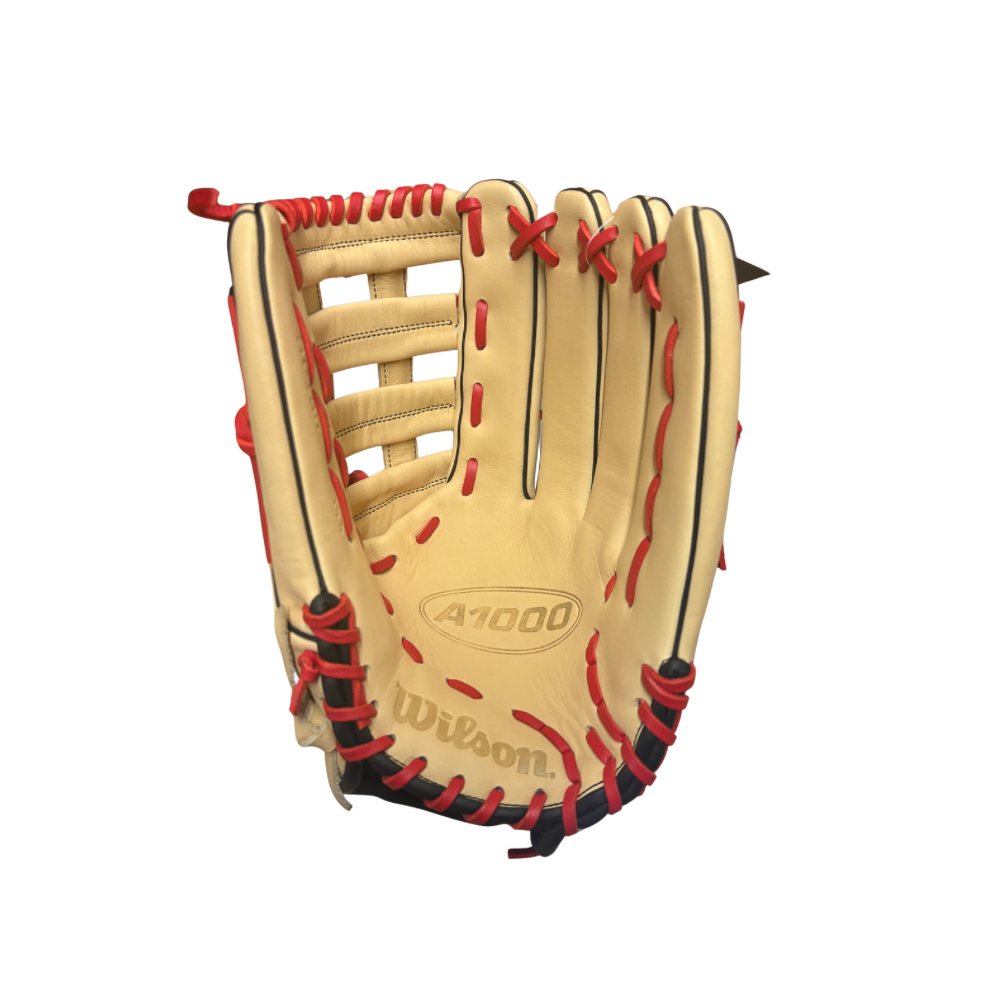 2026 Wilson A1000SP 13.5” Blonde/Red Slowpitch Fielding Glove - WBW104