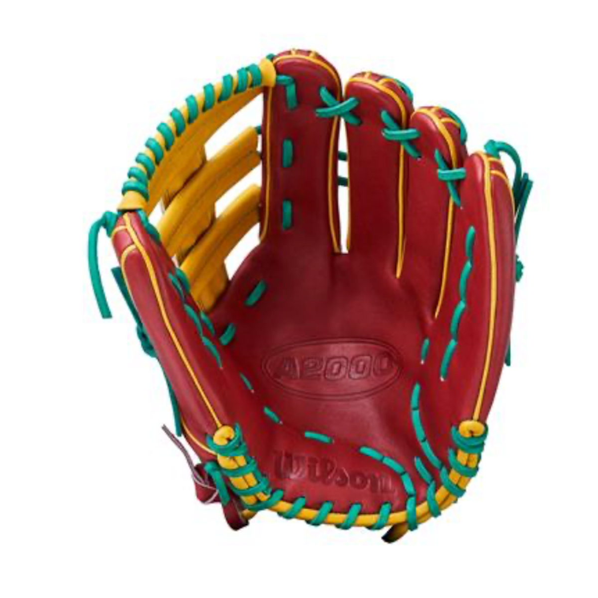 2024 Wilson A2000 13” Brick Red/Yellow Gold Slowpitch Softball Glove -