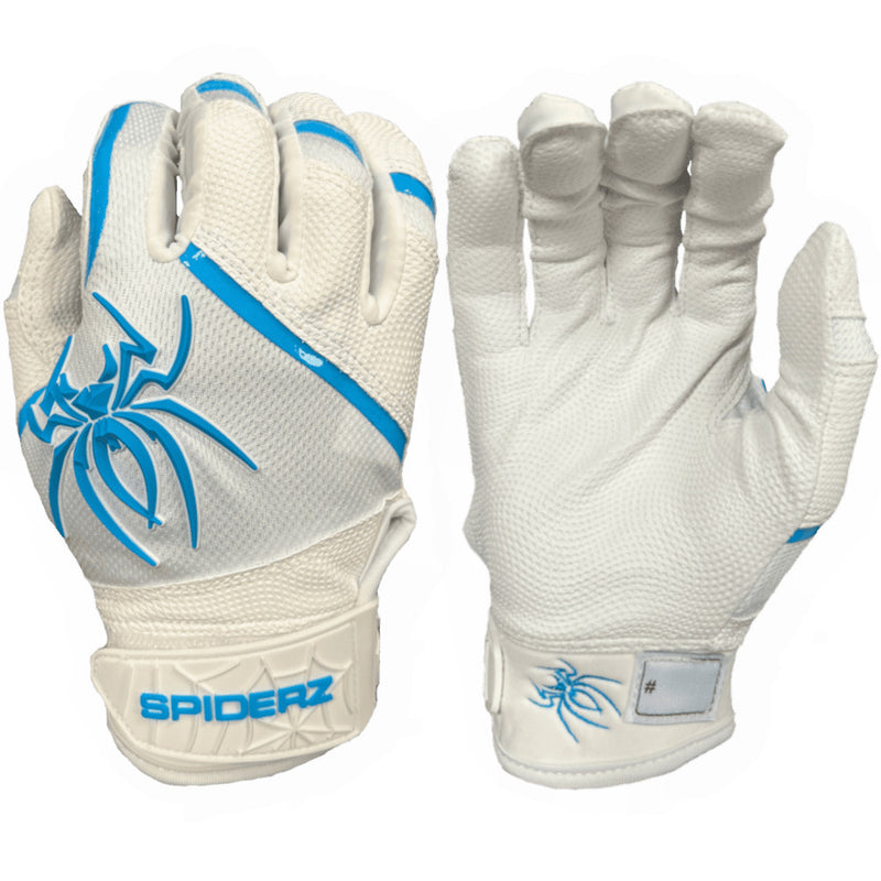 Spiderz PRO Batting Gloves - White/Columbia Blue