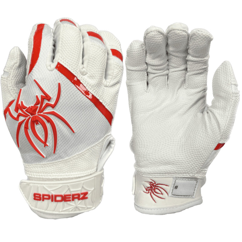 Spiderz PRO Batting Gloves - White/Red