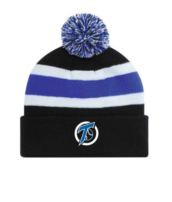 Wilmot Thunder Branded Acrylic/Poly Fleece POMPOM Black/Royal/White Winter Hat - Winter-Hat-Thunder-Round-AJM-9S243M-BL/RY/WH