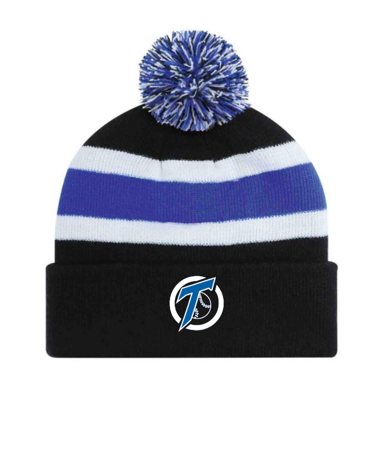 Wilmot Thunder Branded Acrylic/Poly Fleece POMPOM Black/Royal/White Winter Hat - Winter-Hat-Thunder-Round-AJM-9S243M-BL/RY/WH