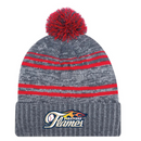 Stratford Flames Branded Acrylic/Poly Fleece POMPOM Winter Hat - Winter-Hat-Flames-AJM-9G087M-CH/RD