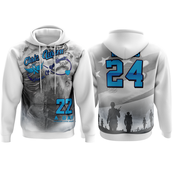 22 a Day Veterans Lives Matter Chris Larsen Hoodie (Customized Buy-In)