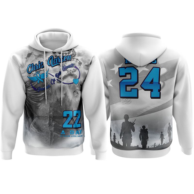 22 a Day Veterans Lives Matter Chris Larsen Hoodie (Customized Buy-In)