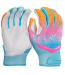 Colorful gloves with gradient design on a white background