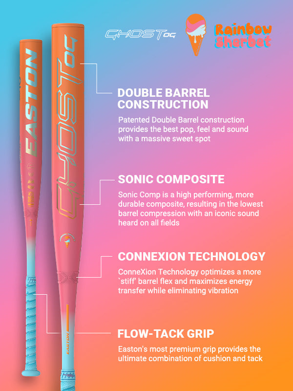 2025 Easton Ghost OG Rainbow Sherbet -11 USSSA/ASA Dual Stamp Fastpitch Softball Bat EFP5GHRS11