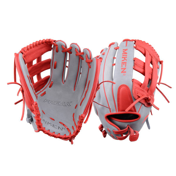 Miken Freak Limited Edition 14" Softball Glove - Grey//Scarlet