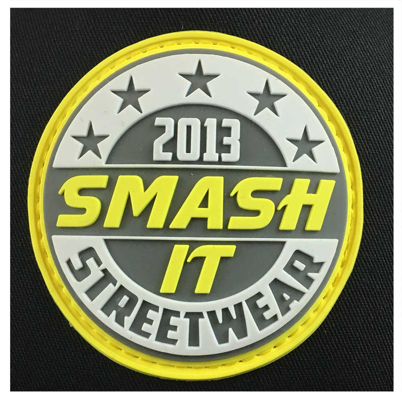 Smash It Streetwear Snapback All Black/Charcoal, White, & Yellow Rubber Patch