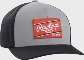 Rawlings Red Patch Grey/Black Flex Fit Baseball Hat - RSGVH-GR/B